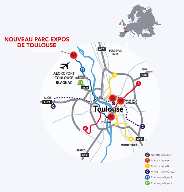 Plan d'accès au MEETT de Toulouse pour le salon SIANE 2026